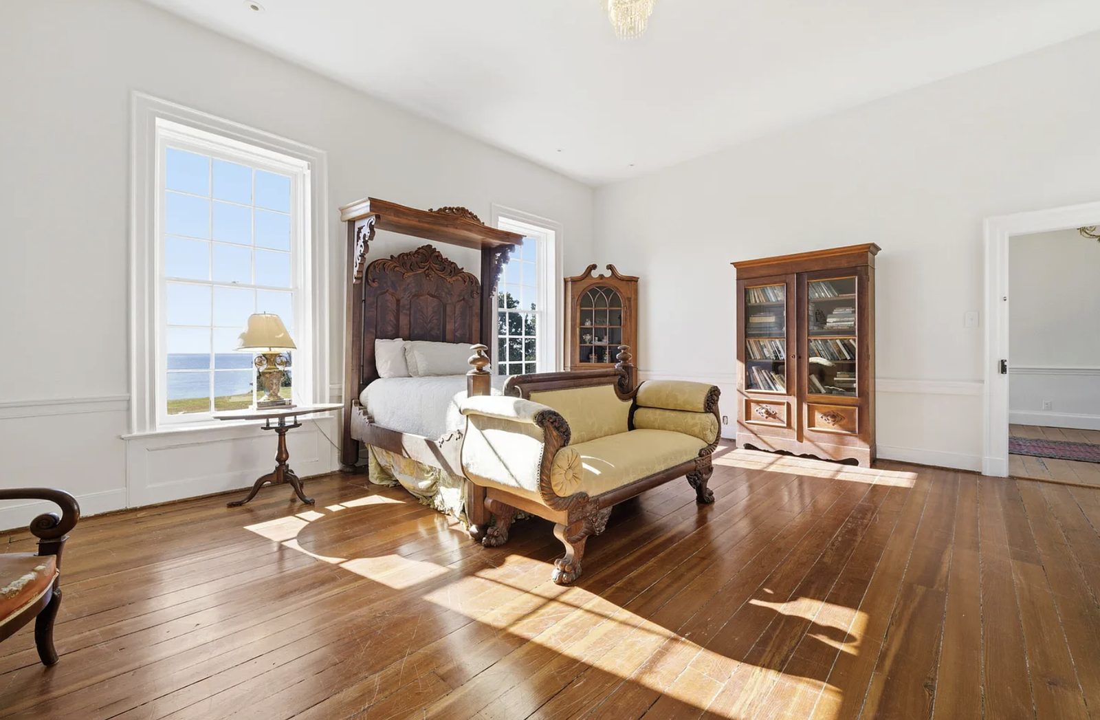 Bedroom at Mulberry Hill Plantation with a view of the Albemarle Sound